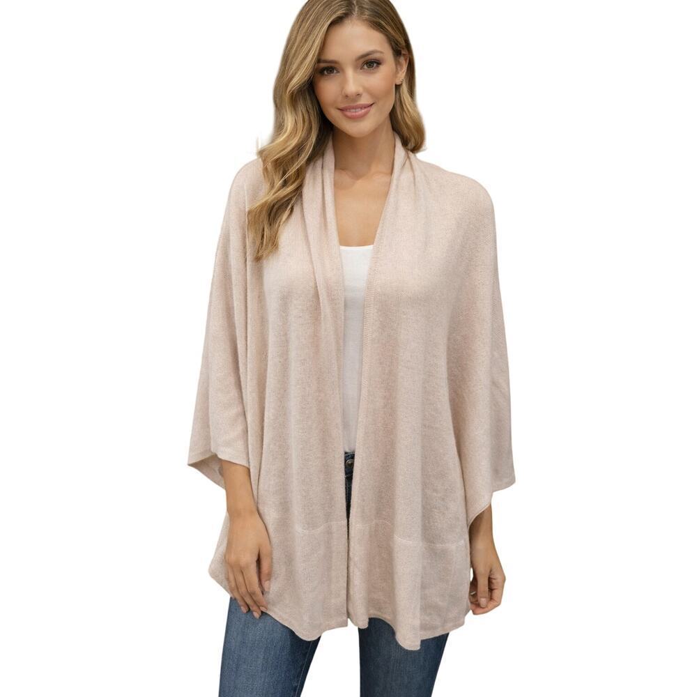 Neiman Marcus 100% cashmere pink pocket cardigan open sweater sz S / M